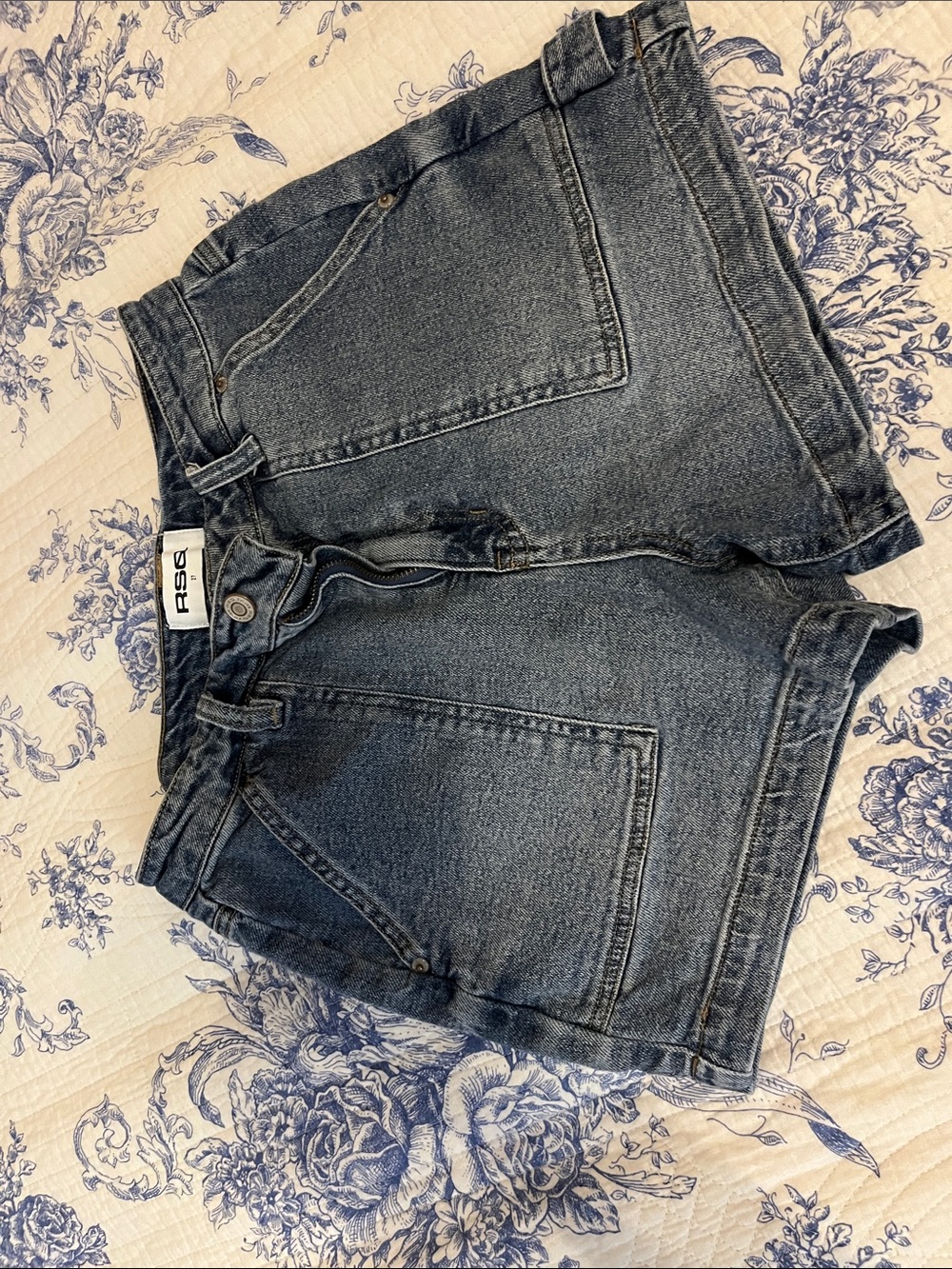rag & bone Washed Dark Blue Denim Shorts